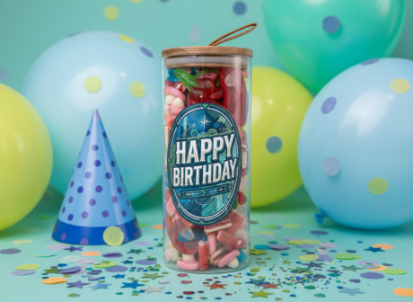 Custom Happy Birthday Glass Jar (Blue)