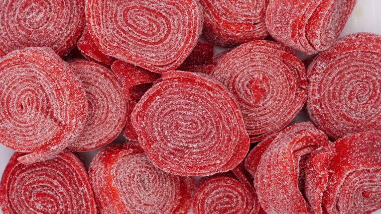 Fizzy Red Rolls Close Up