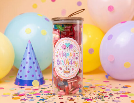 Custom Happy Birthday Glass Jar (Pink)
