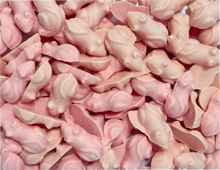 Pink mice flatlay